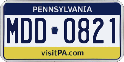 PA license plate MDD0821