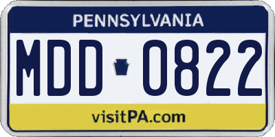 PA license plate MDD0822