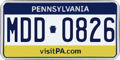 PA license plate MDD0826