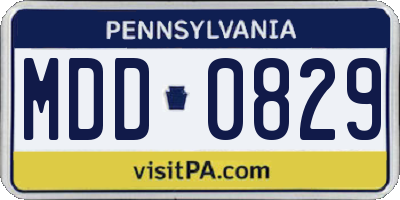 PA license plate MDD0829