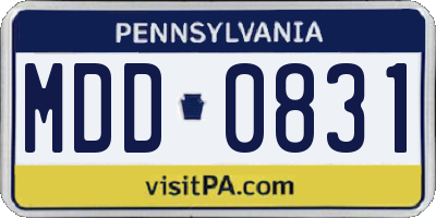 PA license plate MDD0831