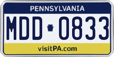 PA license plate MDD0833