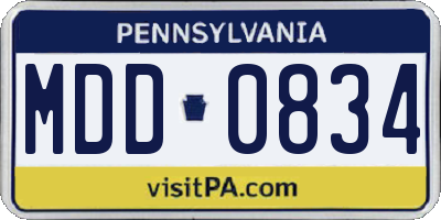 PA license plate MDD0834