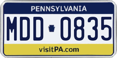 PA license plate MDD0835