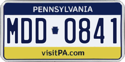 PA license plate MDD0841