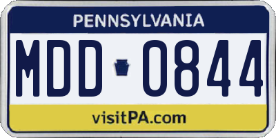 PA license plate MDD0844