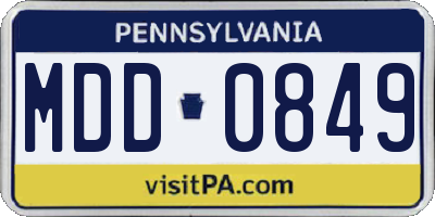 PA license plate MDD0849