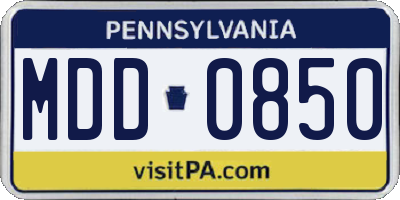 PA license plate MDD0850