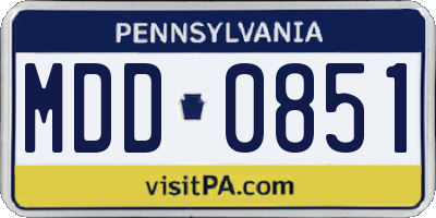 PA license plate MDD0851