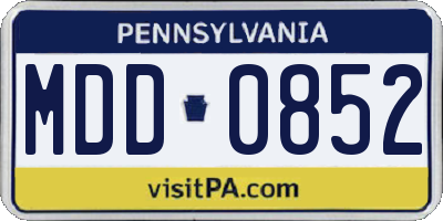 PA license plate MDD0852