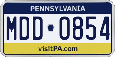 PA license plate MDD0854