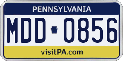 PA license plate MDD0856