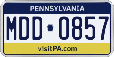 PA license plate MDD0857