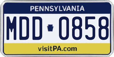 PA license plate MDD0858