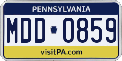 PA license plate MDD0859