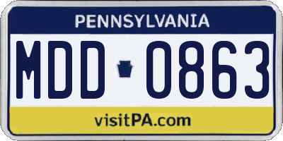PA license plate MDD0863