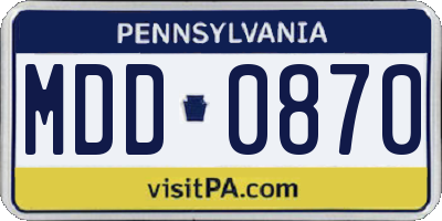 PA license plate MDD0870