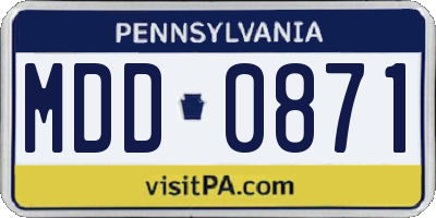 PA license plate MDD0871