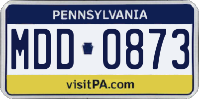 PA license plate MDD0873