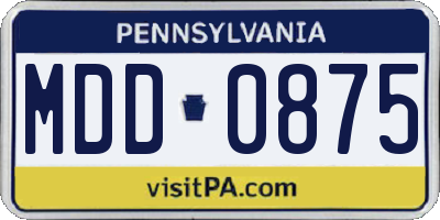 PA license plate MDD0875