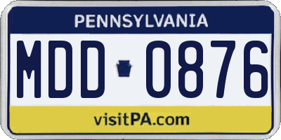 PA license plate MDD0876