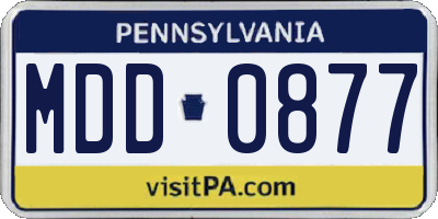 PA license plate MDD0877