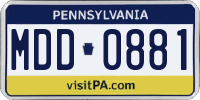 PA license plate MDD0881