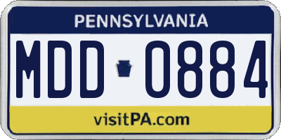 PA license plate MDD0884
