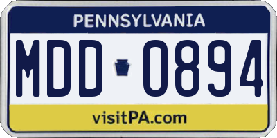 PA license plate MDD0894