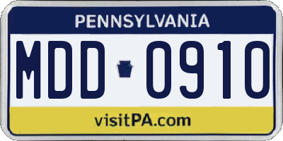 PA license plate MDD0910