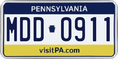 PA license plate MDD0911