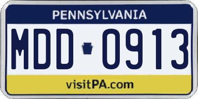PA license plate MDD0913