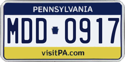 PA license plate MDD0917