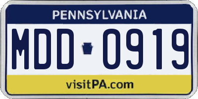 PA license plate MDD0919