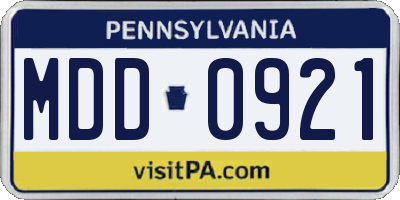 PA license plate MDD0921