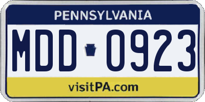 PA license plate MDD0923