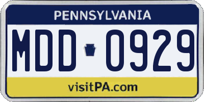 PA license plate MDD0929