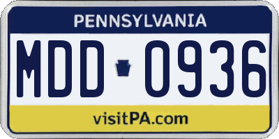 PA license plate MDD0936