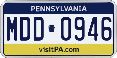 PA license plate MDD0946