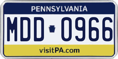 PA license plate MDD0966