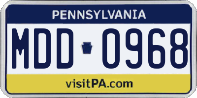 PA license plate MDD0968