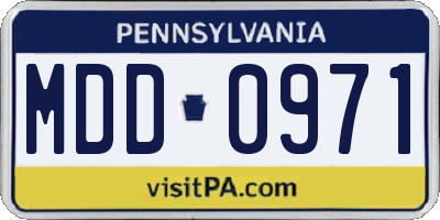 PA license plate MDD0971
