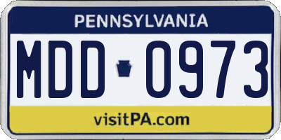 PA license plate MDD0973