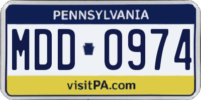 PA license plate MDD0974