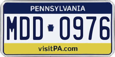 PA license plate MDD0976