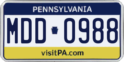 PA license plate MDD0988