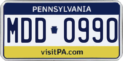 PA license plate MDD0990