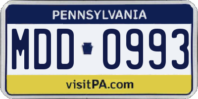 PA license plate MDD0993