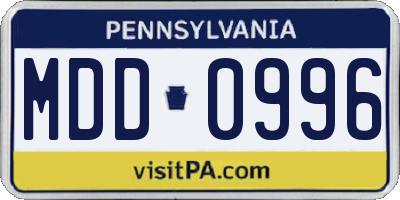 PA license plate MDD0996