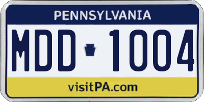 PA license plate MDD1004